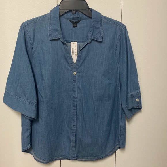 J.Crew Short Sleeve Relaxed Fit Chambray Shirt - Picture 2 of 4